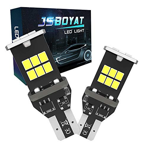 JSBOYAT 921 Backup Reverse Lights, Extremely Bright Canbus Error Free 912 T15 W16W Led Bulbs with 15-SMD 2835 Chipsets for Car Backup Lights, 6500K Xenon White ?2Pack?