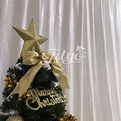 TRLYC 180x180cm White Shimmer Ceremony Background Sequin Photography Backdrop for Christmas