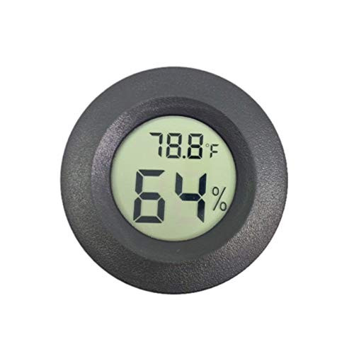 SUKRAGRAHA 1 inch Circular LCD Display Digital Temperature Humidity Meter Gauge Thermometer Hygrometer Degree Fahrenheit (F) Celsius (C) Black
