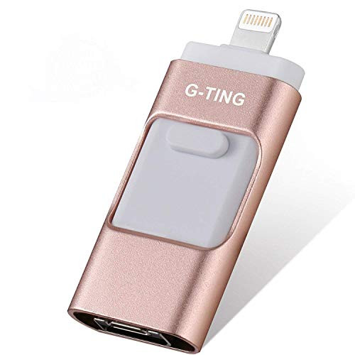 USB Flash Drives for iPhone 64 GB Pen-Drive Memory Storage, G-TING Jump Drive Lightning Memory Stick External Storage, Memory Expansion for Apple iOS Android Computers (Rosegold)
