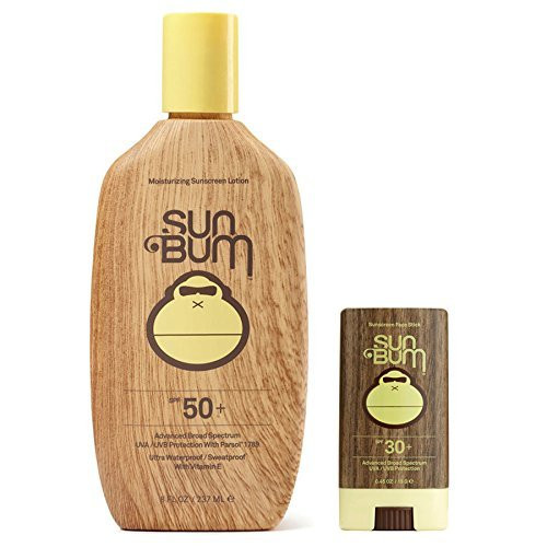 Sun Bum Original 8 oz Moisturizing Sunscreen Lotion and Premium Sunscreen 0.45 oz Face Stick, SPF 30, Broad Spectrum UVA/UVB Protection, Paraben Free, Gluten Free, Oil Free