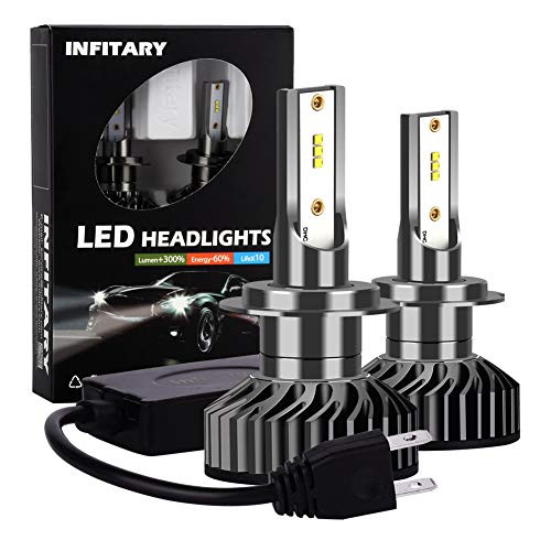 Infitary LED Headlight Bulbs H7 Auto Headlamp Car Headlight 64W 6500K 10000 Lumens Super Bright White- 2 Bulbs- 3 Year Customer Service, Not for Daytime Running Lights