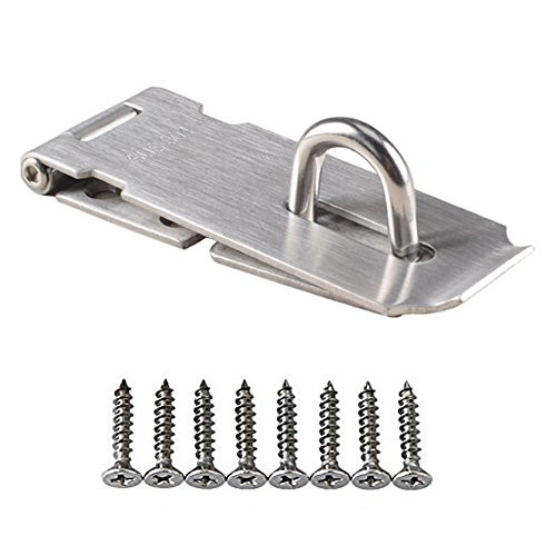 Deezio Padlock Hasp Door Clasp Gate Lock, SUS 304 Stainless Steel Door Bolt Latch, 4inch-Sliver