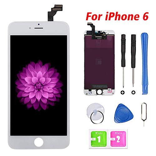 FFtopu Compatible for iPhone 6 Screen Replacement White (4.7''), LCD Display & Touch Screen Digitizer Frame Assembly with Repair Tools and Professional Replacement Manual Includ