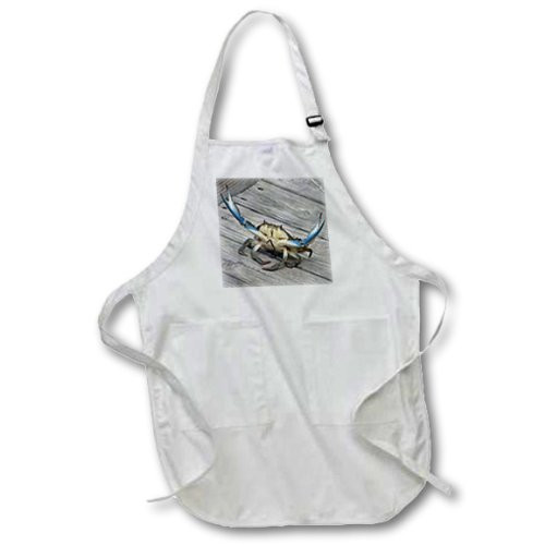 3dRose apr_63150_2 Blue Crab Marine, Creature, Animal, Animals, Wildlife, Ocean Medium Length Apron with Pouch Pockets, 22 by 24-Inch