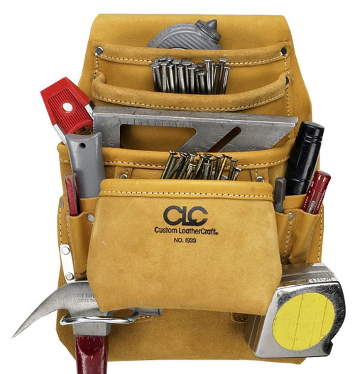 CLC Custom Leathercraft I933 Carpenter's Nail and Tool Bag, Top Grain, 10-Pocket