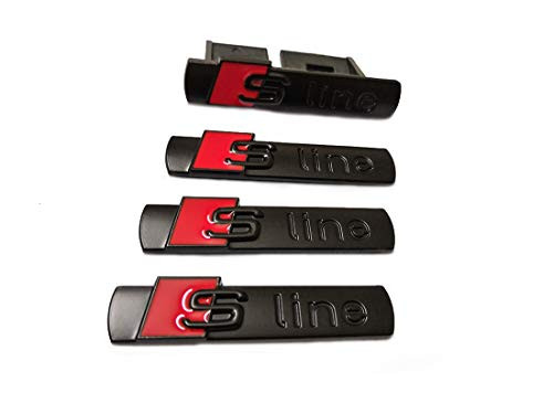 4pcs Car Styling S Line Sline Emblem Decal +Griglia Badge Replacement for Audi A4 A6 A8 Q5 Q7 Tt Logo (Black)