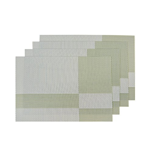 SUNSHINE FASHION Set of 4 Placemats,Placemats for Dining Table,Heat-Resistant Placemats, Stain Resistant Washable PVC Table Mats,Kitchen Table mats.(4, Plaid-Green