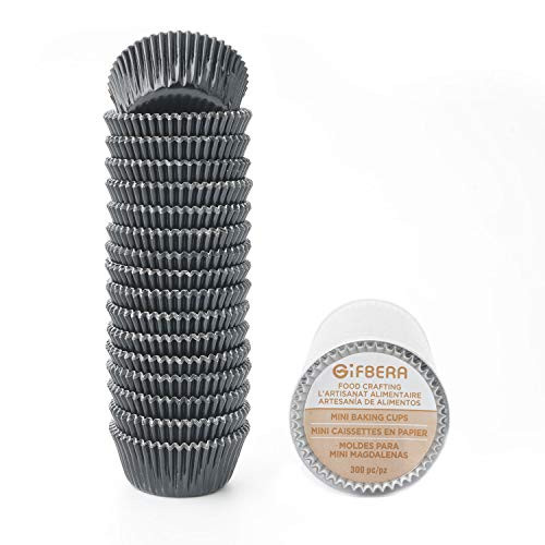 Gifbera Black Foil Mini Cupcake Liners/Baking Cups, 300-Count