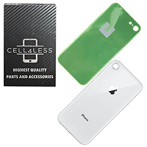 Back Glass Cover OEM Battery Door Replacement w/Adhesive & Removal Tool for Apple iPhone 8 (Silver)