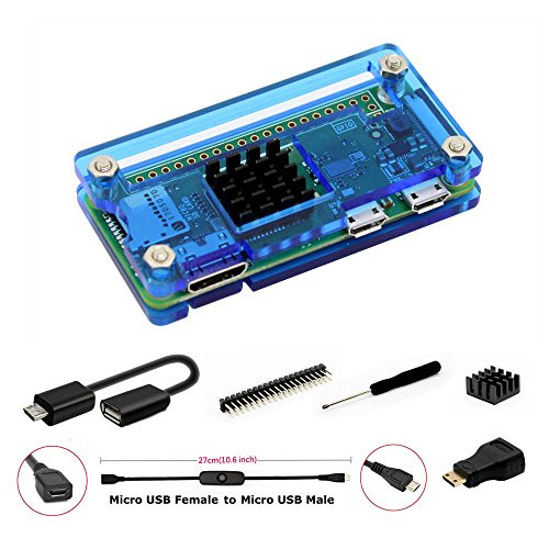 Pi Zero WH Case, iUniker Raspberry Pi Zero Starter Kit for Raspberry Pi Zero WH/Zero W and Pi Zero 1.3 (Acrylic Blue)