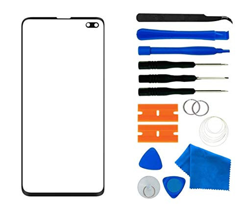 Original Galaxy S10+ Screen Replacement, Front Outer Lens Glass Screen Replacement Repair Kit for Samsung Galaxy S10 Plus G9750 Series (Galaxy S10+ 6.4'- Black)