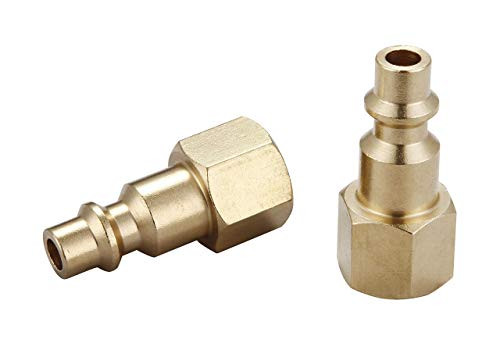 Air hose fittings and Air Coupler Plug: Air Compressor Quick-Connect FNPT Female Plug Kit (Industrial Type D, 1/4-Inch NPT Female Thread, Solid Brass, 2 Piece)