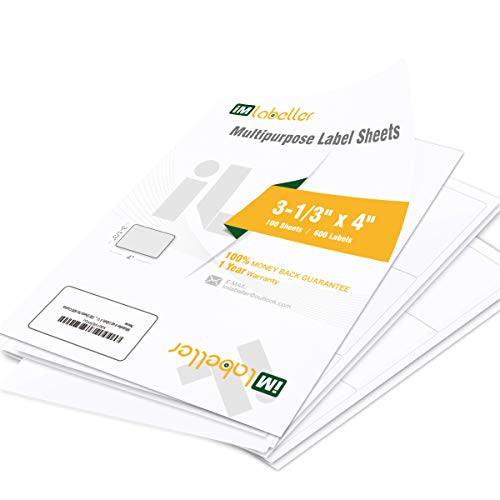 iMlabeller 6 up Labels 3-1/3" x 4" FBA Labels with Laser and Inkjet Printer Perfect for FBA Shipping Box and Pallet Package Label 6 Labels per Sheet, 100 Sheets for 600 Counts