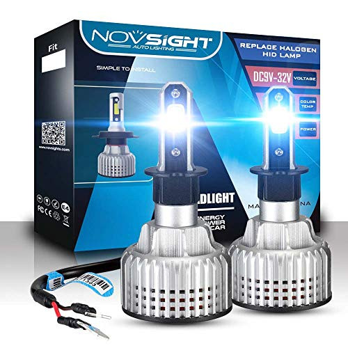 H3 LED Headlight Bulbs Conversion Kit With Bridgelux-COB LED Chips, Up to 10000 Lumens, 6501k Cool White for Low Beam/High Beam/Fog Lights Headlight Bulb Replacement-2 Yr Warranty