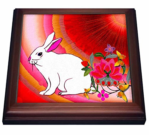 3dRose trv_6544_1 Hare-White Rabbit-Vibrant Colors Trivet with Ceramic Tile, 8 by 8", Brown 3dRose trv_6544_1 Hare-White Rabbit-Vibrant Colors Trivet with Ceramic Tile, 8 by 8", Brown