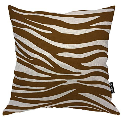Moslion Striped Pillows Brown White Stripes Animal Zebra Skin Leopard Throw Pillow Cover Decorative Pillow Case Square Cushion Accent Cotton Linen Home 18x18 Inch Moslion Striped Pillows Brown White Stripes Animal Zebra Skin Leopard Throw Pillow Cover Decorative Pillow Case Square Cushion Accent Cotton Linen Home 18x18 Inch