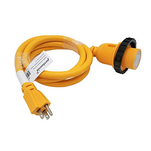 Parkworld 691968 Shore Power Adapter Cord Household 15A Male 5-15P to L5-30R RV/Marine 30A Female (Adapter Cord, 12 inches)