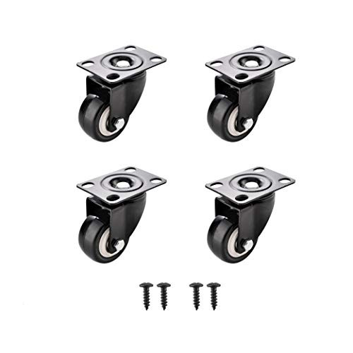 SungMi 4 Pack 2" Heavy Duty Caster Wheels Polyurethane PU Swivel Casters with 360 Degree Top Plate 440lb Total Capacity for Set of 4 Black (4 Without Brakes) Screws Included SM-AMS-220012