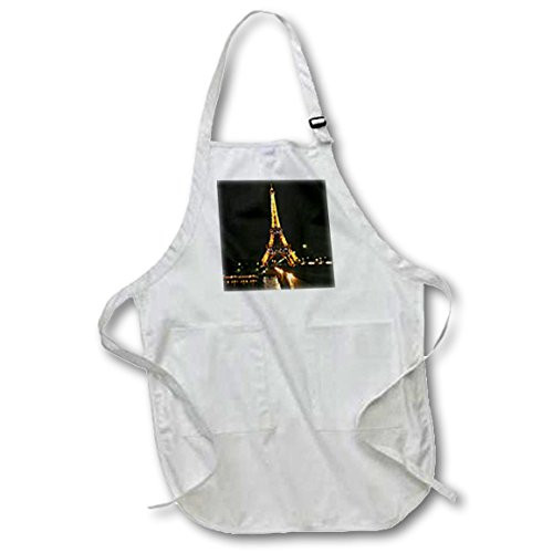 3dRose apr_3162_4 Eiffel Tower 22 by 30-Inch Apron with Pockets, Full, Black