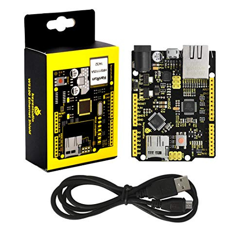 KEYESTUDIO W5500 Ethernet Development Board(Without Poe)+USB Cable for Arduino, UNO R3+W5500 Ethernet