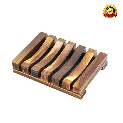 Blueswift Wooden Soap Case,Soap Holder, Soap Dish for Home Bathroom,Sink Deck Bathtub Shower Dish, Rectangular, Hand Craft, Natural Wooden Holder for Sponges, Scrubber (B 1-Pack)