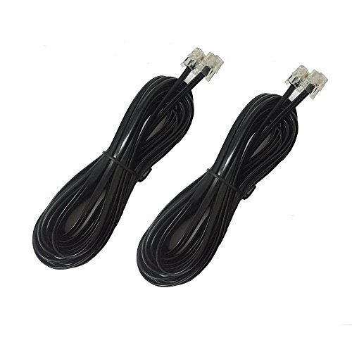 YUSHVN 2 Pack Black Phone Cord 5M 16.5ft Telephone Line Extension Cord Cable Wire Male to Male RJ11 6P4C Modular Plug for Landline Telephone Fax Machine