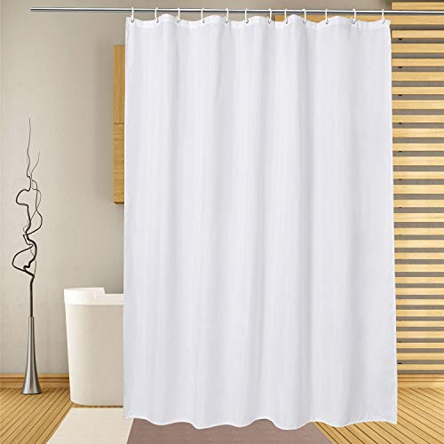 Extra Long Shower Curtain Liner 72 x 78 Inch, White Fabric Shower Curtains for Hotel Bathroom, Water Repellent, Machine Washable, 78 Inches Long