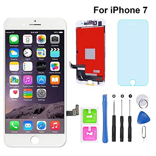 for iPhone 7 Screen Replacement White 4.7" Digitizer LCD Touch Screen Display Assembly with Repair Tools (iPhone 7, White)