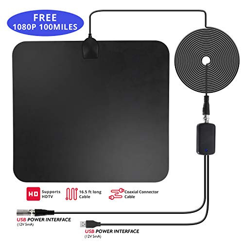 2019 Newest TV Antenna 1080P 4K Ultra HD HDTV Indoor Antenna with Upgraded Amplified Signal Booster UHF VHF Free Local Channel Digital TV Antenna Long Range 60-100 Miles-16.5ft Coax Cable 2019 Newest TV Antenna 1080P 4K Ultra HD HDTV Indoor Antenna with Upgraded Amplified Signal Booster UHF VHF Free Local Channel Digital TV Antenna Long Range 60-100 Miles-16.5ft Coax Cable