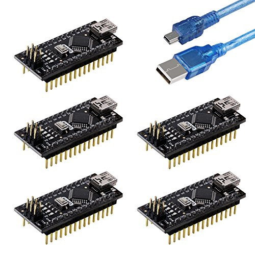 Emakefun Nano V3.0, Nano Board ATmega328P 5V 16M Micro-Controller Board with USB Cable for Arduino (Pre-soldered Nano 5pcs)