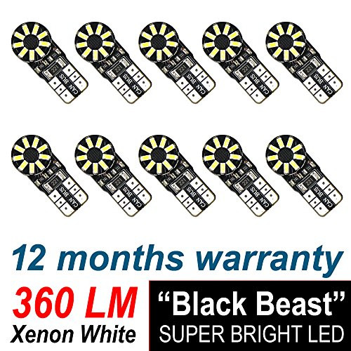 10 pcs TMH 194 LED Light bulb, Extremely Super Bright 3014 Chipset LED Bulbs for Car Interior Lights Dome Map Door Courtesy License Plate Lights W5W 168 2825 T10 Wedge 24 SMD White Bulbs