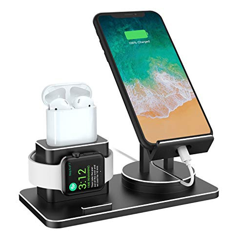 4 in 1 Charging Station for Apple Watch Aluminum Charger Stand Dock for iWatch Apple Watch Series 4/3 / 2/1/ AirPods/iPhone X/XS/XS Ma /8 / 8Plus / 7/7 Plus /6S /6S Plus,ipad