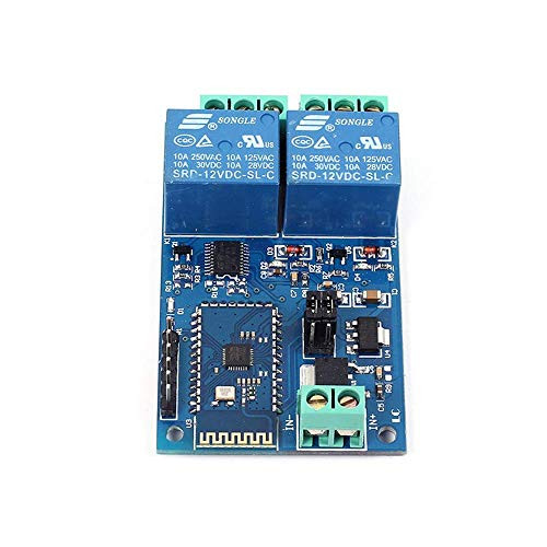 WINGONEER® 12V Dual Way Bluetooth Relay Module Has Two 12V10A Relay and One SPP-C Bluetooth Serial Port Subordinated Module Control Relay by APP