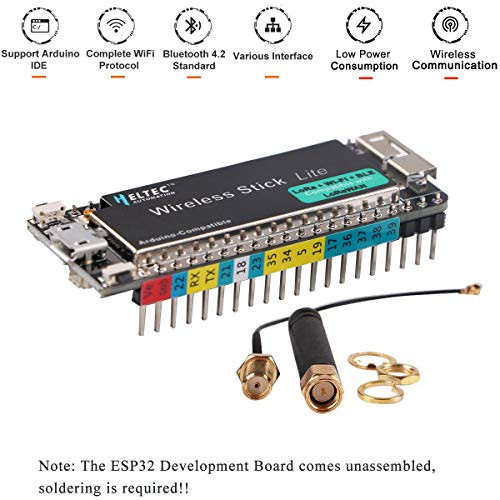 MakerFocus ESP32 Development Board Support LoRa WiFi Bluetooth BLE Arduino, ESP32 SX1276 LoRaWAN 32M-Bits Flash 30uA Deep Sleep with 868/915MHZ Antenna for Intelligent Scene
