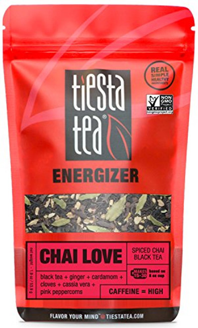 Tiesta Tea Chai Love Spiced Chai Black Tea, 30 Servings, 1.9 Ounce Pouch - High Caffeine, Loose Leaf Black Tea Energizer Blend, Non-GMO