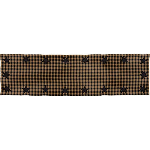 VHC Brands 51145 Primitive Tabletop Kitchen Black Cotton Appliqued Star Rectangle 13x48 Runner Raven VHC Brands 51145 Primitive Tabletop Kitchen Black Cotton Appliqued Star Rectangle 13x48 Runner Raven