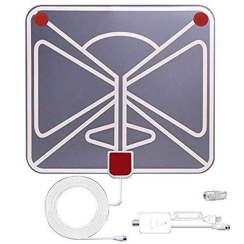 Nicerpro HDTV Antenna,Indoor TV Aerial Digital TV Antenna, Amplifier Signal Booster Freeview HDTV Channels Support 4K 1080P UHF VHF 50-85 Miles Range,10ft Coax Cable White