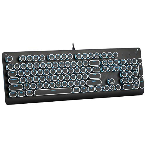 E-YOOSO K600 Retro Mechanical Gaming Keyboard 104 Key, LED Backlit Keyboard with Blue Switches