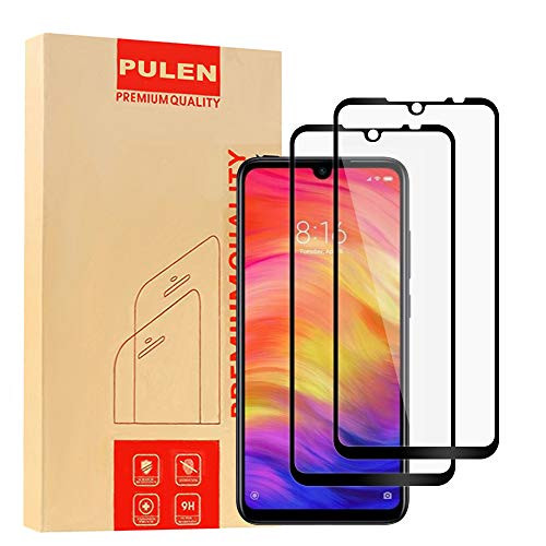 [2 Pack] PULEN for Xiaomi Redmi Note 7/Note 7 Pro Screen Protector,HD Anti-Fingerprints Scratch Resistance Bubble Free 9H Hardness Tempered Glass for Xiaomi Redmi Note 7/Note 7 Pro,6.3'' 2019 (Black)