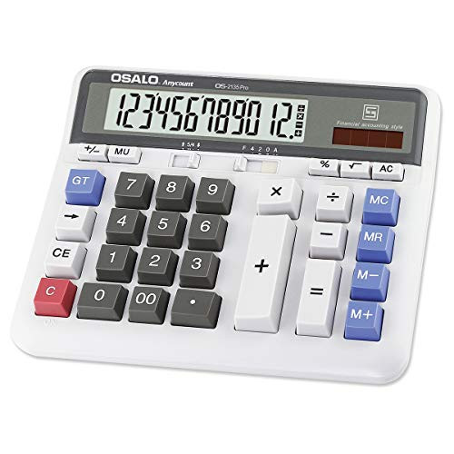 Pendancy Financial Accounting Extra Large LCD Display Large Button 12 Digits Dual Power Electronics Desktop Calculator (OS-2135 Pro)