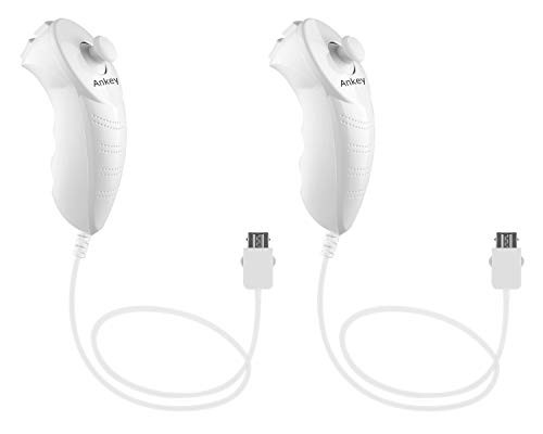 2 Packs Nunchuk Nunchuck Remote Controller Joypad for Nintendo Wii Wii U Console White