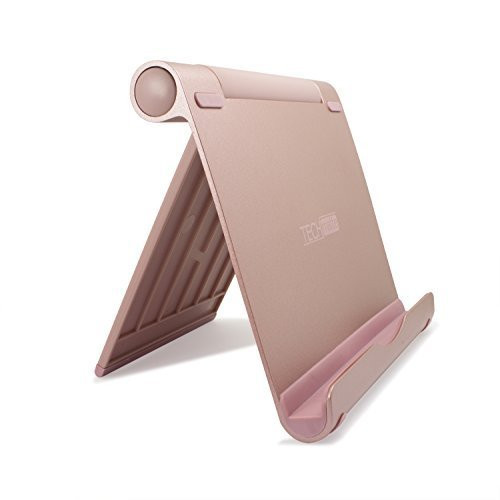iPad Pro Stand, TechMatte Multi-Angle Aluminum Holder for iPad Pro 12.9 10.5 9.7 inch Tablets, E-Readers and Smartphones - XL-Size Stand (Rose Gold)