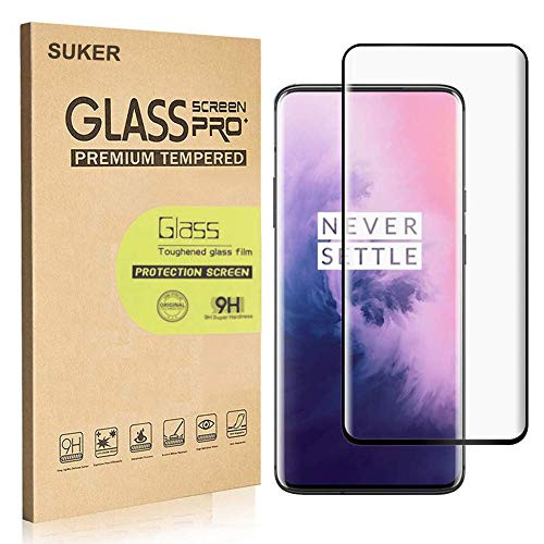 SUKER for OnePlus 7 Pro Screen Protector, OnePlus 7 Pro Tempered Glass 9H Hardness [Case Friendly][Anti-Scratch][Bubble Free] 3D Full Coverage with Lifetime Replacement Warranty (Black)