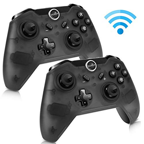 Sunjoyco Wireless Remote Controller Compatible with Nintendo Switch, Wireless Pro Controller Gaming Gamepad Joypad Compatible with Nintendo Switch Console, Gyro Axis Dual Shock (2-Pack Black)