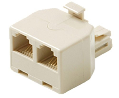 Memotronics RJ11 Phone Line Y-Splitter (1 Plug to 2 Sockets), Ivory, 6P4C Modular Coupler