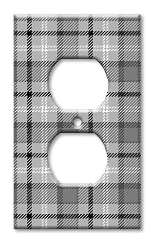 Art Plates OVER SIZED Outlet Cover/OVERSIZE Outlet Switch Plate - Gray & White Flannel Design