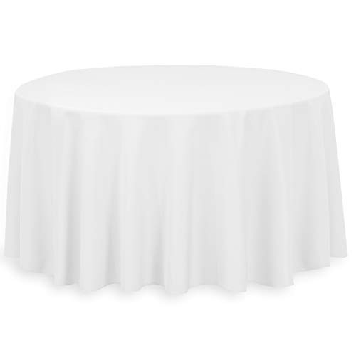 LinenTablecloth 120-Inch Round Polyester Tablecloth White