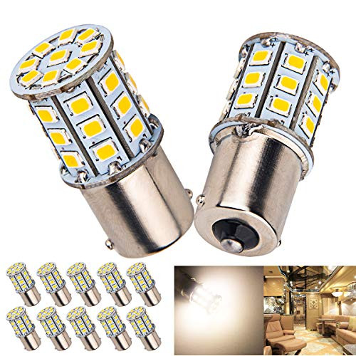 10 x Super Bright BA15S 1156 1141 1003 RV Interior White Light LED Bulbs Camper Trailer Turn Signal Backup Reverse 4.2W,4000K Neutral White