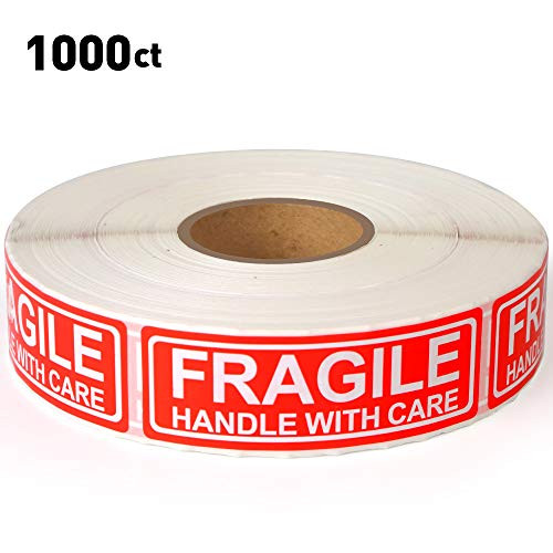 Fragile - 1"x3" Handle with Care Shipping Stickers, 1000 Labels Per Roll